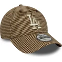 brazowa-regulowana-czapka-z-daszkiem-9twenty-houndstooth-los-angeles-dodgers-mlb-od-new-era