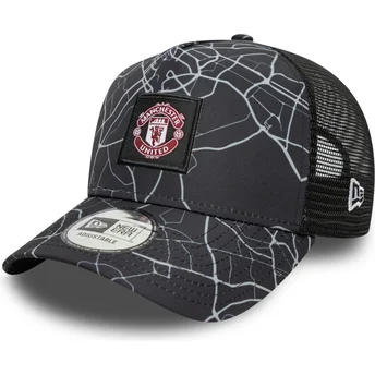 Cap išlenkta black snapback A Frame All Over Print Manchester United Football Club Premier League New Era