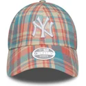 kepure-islenkta-rozine-reguliuojamas-9forty-check-new-york-yankees-mlb-new-era