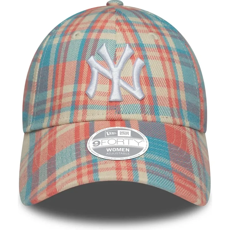 kepure-islenkta-rozine-reguliuojamas-9forty-check-new-york-yankees-mlb-new-era