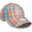 kepure-islenkta-rozine-reguliuojamas-9forty-check-new-york-yankees-mlb-new-era