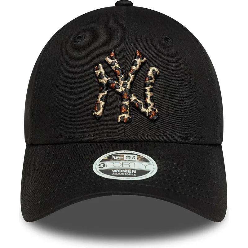 czarna-regulowana-czapka-z-daszkiem-dla-kobiet-9forty-leopard-infill-new-york-yankees-mlb-new-era