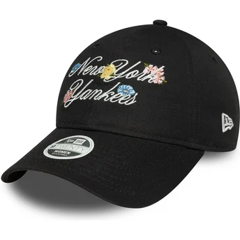 Cap išlenkta black adjustable strap 9FORTY Floral Script New York Yankees MLB New Era