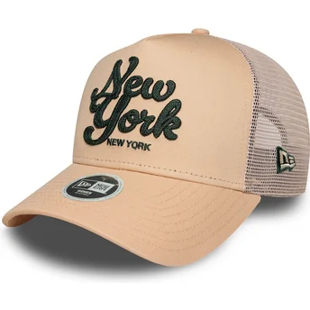 Różowa czapka trucker A Frame City New York dla kobiet od New Era