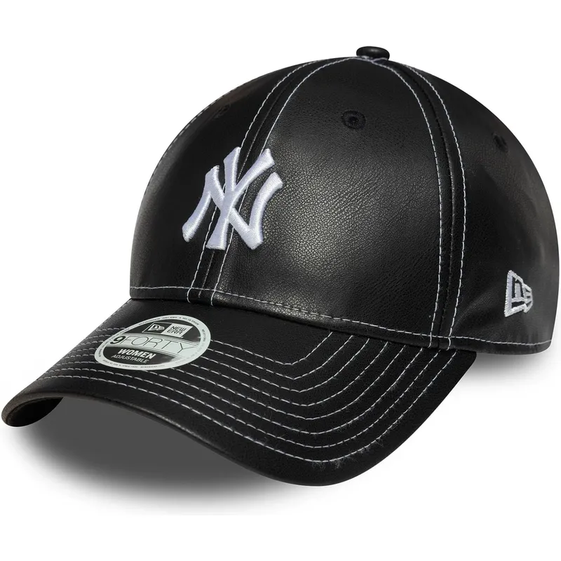 czarna-regulowana-czapka-z-daszkiem-dla-kobiet-9forty-topstitch-pu-new-york-yankees-mlb-new-era