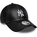 czarna-zakrzywiona-czapka-z-daszkiem-regulowana-damska-9forty-topstitch-pu-new-york-yankees-mlb-od-new-era