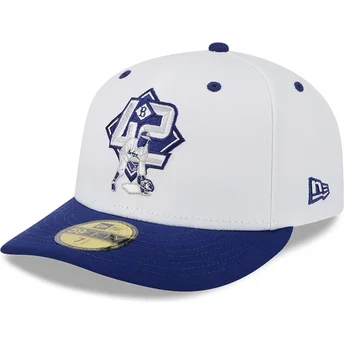 Czapka z zakrzywionym daszkiem biała i niebieska dopasowana 59FIFTY Player Jackie Robinson Brooklyn Dodgers MLB od New Era