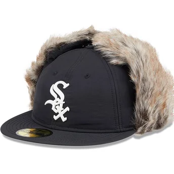 Czarna płaska czapka dopasowana 59FIFTY z zimowymi nausznikami Chicago White Sox MLB od New Era