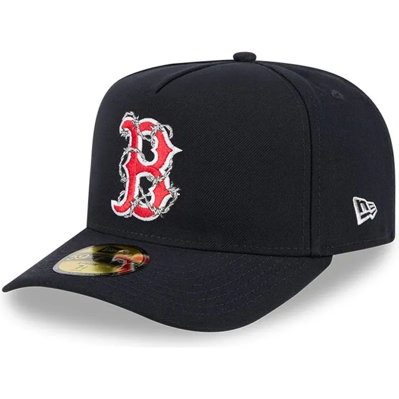 granatowa-zakrzywiona-czapka-dopasowana-59fifty-a-frame-wired-boston-red-sox-mlb-new-era