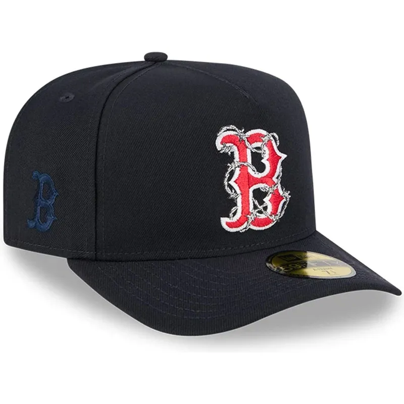 granatowa-zakrzywiona-czapka-dopasowana-59fifty-a-frame-wired-boston-red-sox-mlb-new-era