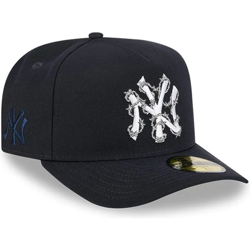 kepure-islenkta-tamsiai-melyna-priglundanti-59fifty-a-frame-wired-new-york-yankees-mlb-new-era