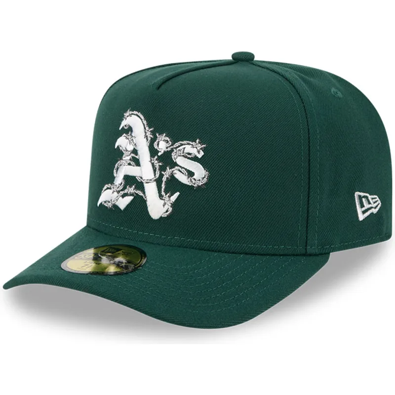 zielona-zakrzywiona-czapka-dopasowana-59fifty-a-frame-wired-oakland-athletics-mlb-od-new-era