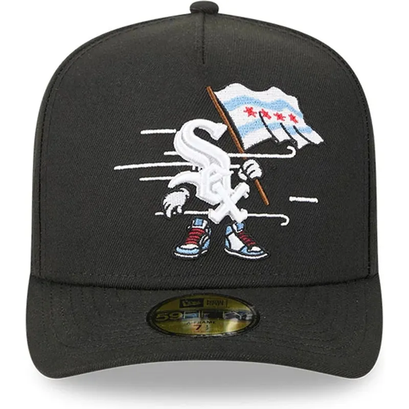 czarna-dopasowana-czapka-z-zakrzywionym-daszkiem-59fifty-a-frame-cartoon-chicago-white-sox-mlb-new-era