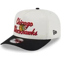 bezowo-czarna-zakrzywiona-czapka-snapback-9fifty-a-frame-chainstitch-chicago-blackhawks-nhl-new-era