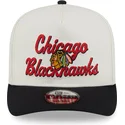 bezowo-czarna-zakrzywiona-czapka-snapback-9fifty-a-frame-chainstitch-chicago-blackhawks-nhl-new-era
