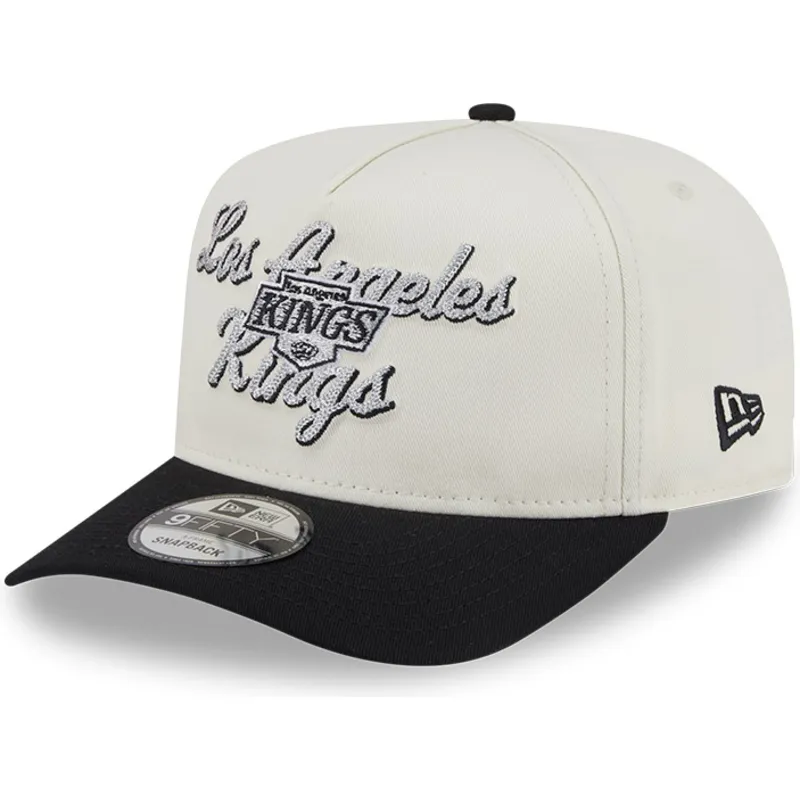 czapka-z-zakrzywionym-daszkiem-bezowo-czarna-snapback-9fifty-a-frame-chainstitch-los-angeles-kings-nhl-new-era