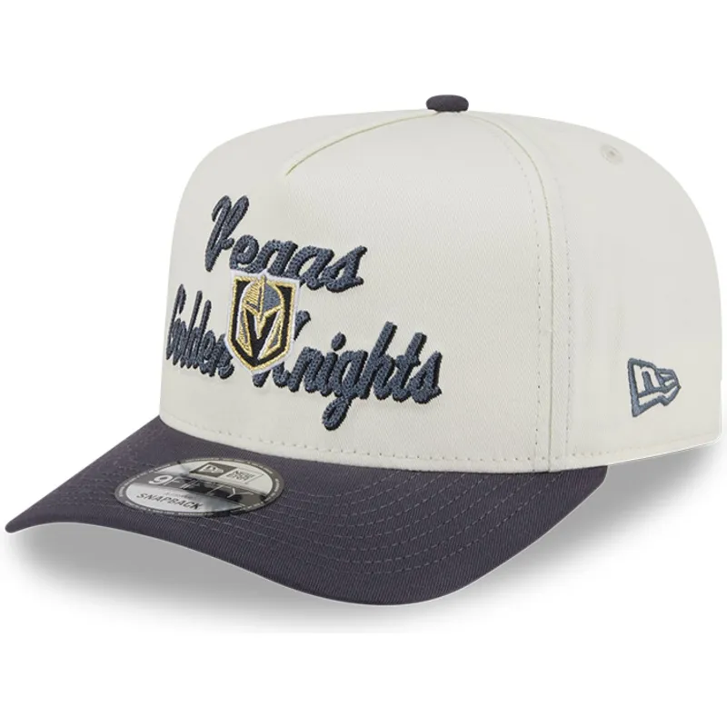 bezowo-szara-zakrzywiona-czapka-snapback-9fifty-a-frame-chainstitch-vegas-golden-knights-nhl-new-era