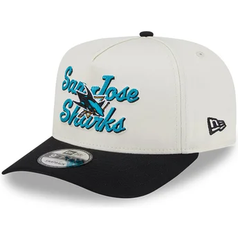 Καπέλο καμπύλο μπεζ και μαύρο snapback 9FIFTY A Frame Chainstitch των San Jose Sharks NHL της New Era