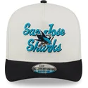 bezowo-czarna-zakrzywiona-czapka-snapback-9fifty-a-frame-chainstitch-san-jose-sharks-nhl-new-era