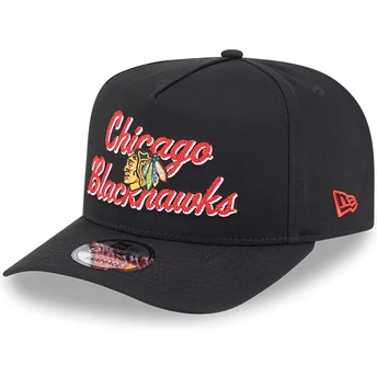Gorra curva negra snapback 9FIFTY A Frame Chainstitch de Chicago Blackhawks NHL de New Era