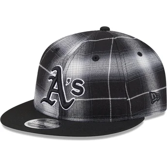 Czarna płaska czapka snapback 9FIFTY Retro Crown Plaid Oakland Athletics MLB New Era