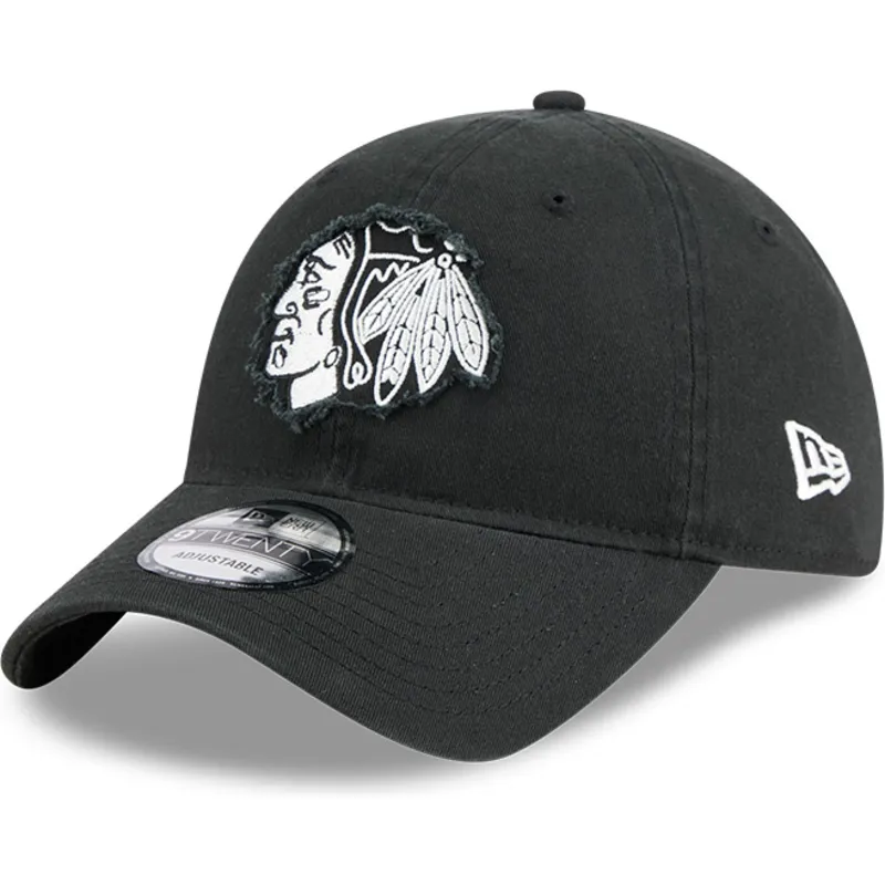 cap-islenkta-black-adjustable-strap-9twenty-stamp-chicago-blackhawks-nhl-new-era