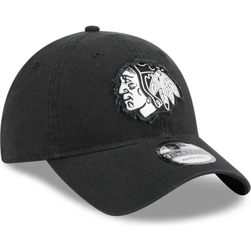cap-islenkta-black-adjustable-strap-9twenty-stamp-chicago-blackhawks-nhl-new-era