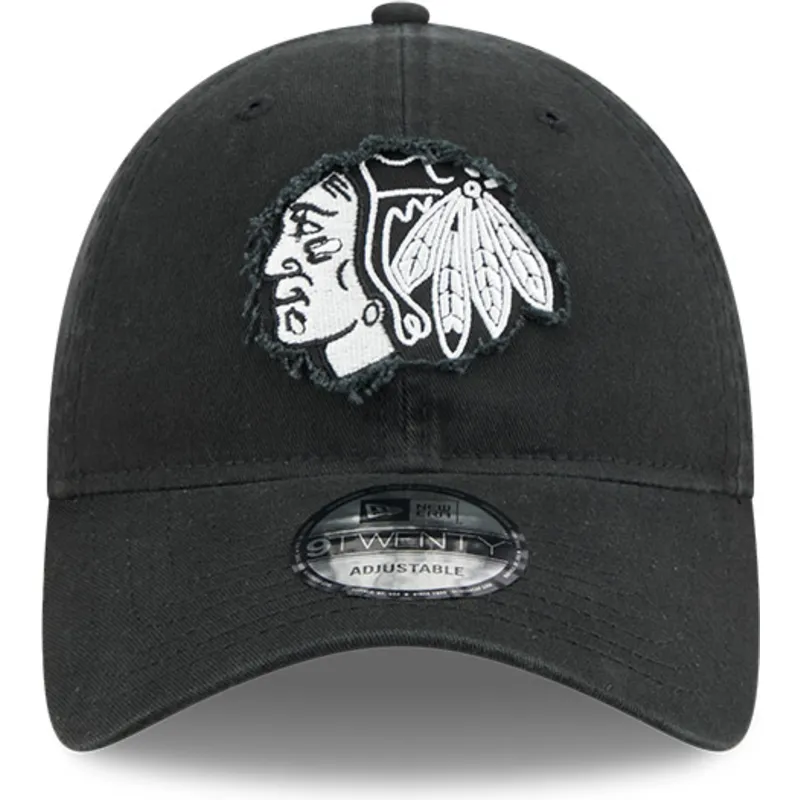 cap-islenkta-black-adjustable-strap-9twenty-stamp-chicago-blackhawks-nhl-new-era