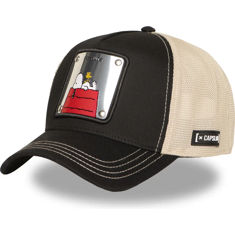 kepure-islenkta-juoda-snapback-pea6-naw6-snoopy-ir-carlis-braunas-zemes-riesutai-capslab