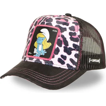 Czapka trucker różowa w panterkę Smerfetka SMU LEOP Smerfy od Capslab