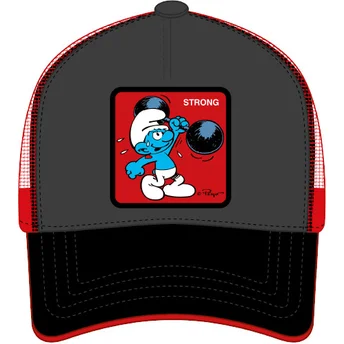 Czapka trucker czarno-czerwona Pitufo Fortachón SMU STRO Smerfy od Capslab