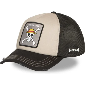 Czapka trucker beżowa i czarna Straw Hat Pirates OP6 STR One Piece od Capslab