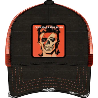 Czarna i pomarańczowa czapka trucker David Bowie Dead Stars Still Burn FAM DEA Famous od Capslab