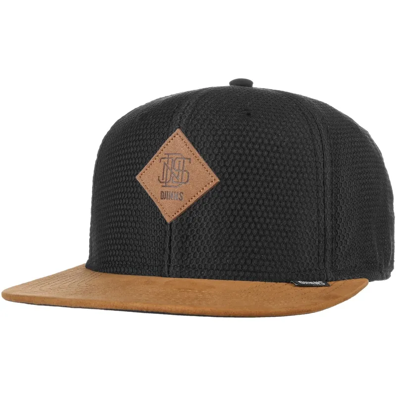 czapka-z-plaskim-daszkiem-czarno-brazowa-snapback-honey-knit-od-djinns