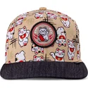 czapka-z-daszkiem-bezowo-czarna-snapback-dla-dzieci-lucky-cat-linen-od-djinns