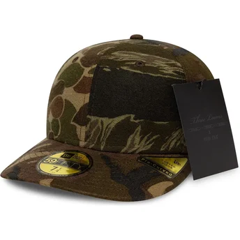 Kepurė išlenkta kamufliažas priglundantis 59FIFTY Pre-Curved Brushed Cotton Three Looms Woodland New Era