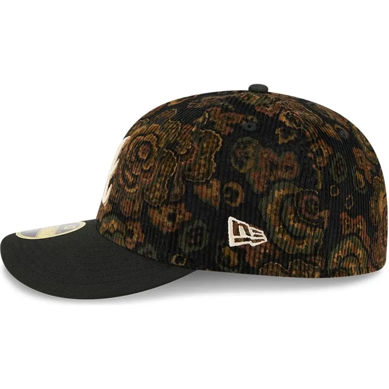 kepure-islenkta-juoda-priglundanti-59fifty-low-profile-floral-cord-three-looms-printed-corduroy-atlanta-braves-mlb-new-era