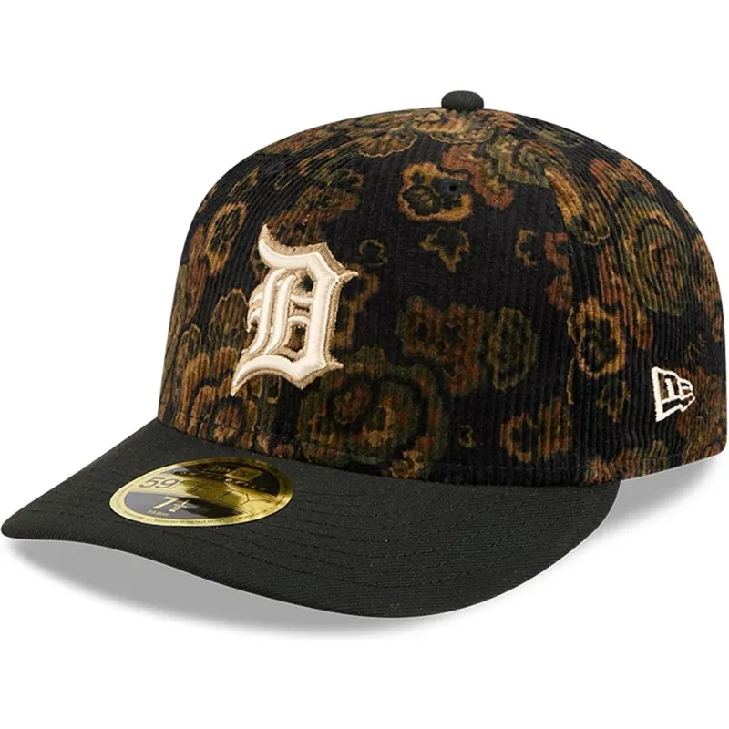 czarna-dopasowana-czapka-z-zakrzywionym-daszkiem-59fifty-low-profile-floral-cord-three-looms-printed-corduroy-detroit-tigers-mlb