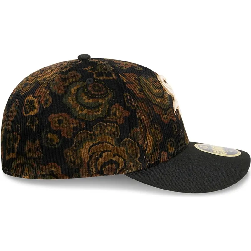kepure-islenkta-juoda-priglundantis-59fifty-low-profile-floral-cord-three-looms-printed-corduroy-chicago-white-sox-mlb-new-era