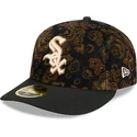 kepure-islenkta-juoda-priglundantis-59fifty-low-profile-floral-cord-three-looms-printed-corduroy-chicago-white-sox-mlb-new-era