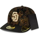 czarna-zakrzywiona-czapka-dopasowana-59fifty-low-profile-floral-cord-three-looms-printed-corduroy-san-diego-padres-mlb-od-new-er