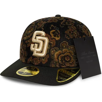 Czarna dopasowana czapka z zakrzywionym daszkiem 59FIFTY Low Profile Floral Cord Three Looms Printed Corduroy San Diego Padres M