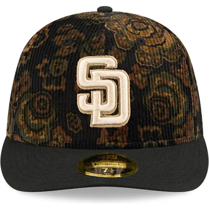 czarna-dopasowana-czapka-z-zakrzywionym-daszkiem-59fifty-low-profile-floral-cord-three-looms-printed-corduroy-san-diego-padres-m
