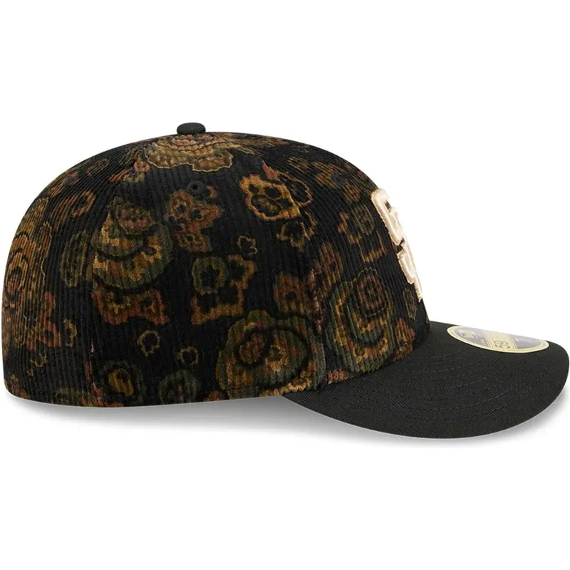 kepure-islenkta-juoda-priglundantis-59fifty-low-profile-floral-cord-three-looms-printed-corduroy-san-diego-padres-mlb-new-era