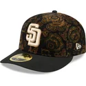 czarna-zakrzywiona-czapka-dopasowana-59fifty-low-profile-floral-cord-three-looms-printed-corduroy-san-diego-padres-mlb-od-new-er