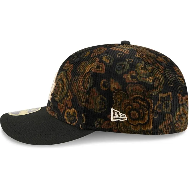kepure-islenkta-juoda-priglundantis-59fifty-low-profile-floral-cord-three-looms-printed-corduroy-los-angeles-dodgers-mlb-new-era