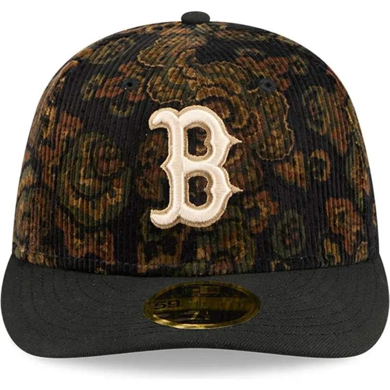 cap-islenkta-black-ajustada-59fifty-low-profile-floral-cord-three-looms-printed-corduroy-boston-red-sox-mlb-new-era