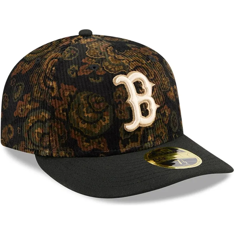 cap-islenkta-black-ajustada-59fifty-low-profile-floral-cord-three-looms-printed-corduroy-boston-red-sox-mlb-new-era