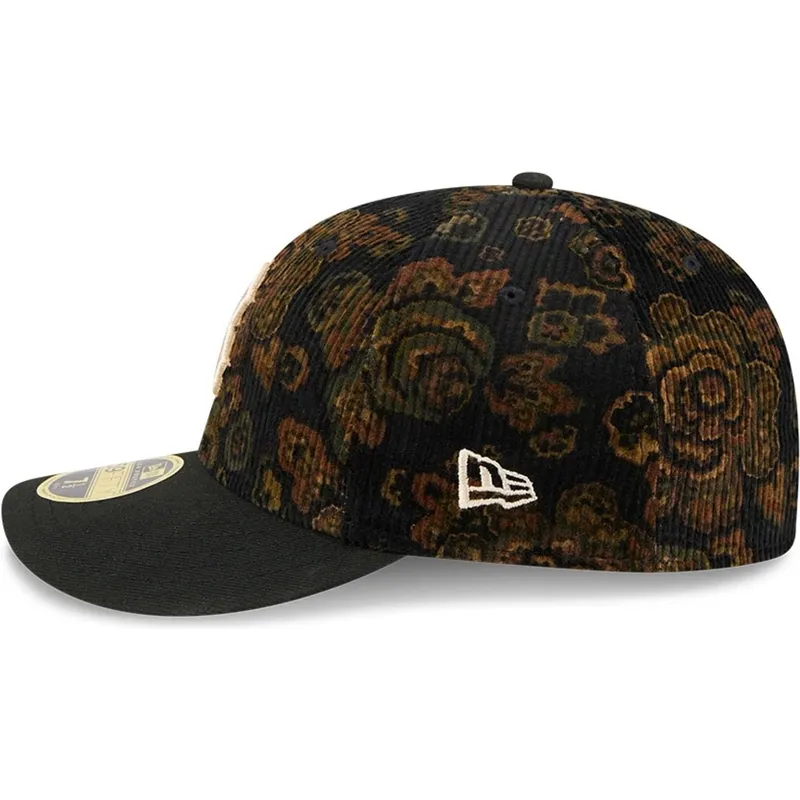 kepure-islenkta-juoda-priglundantis-59fifty-low-profile-floral-cord-three-looms-printed-corduroy-boston-red-sox-mlb-new-era