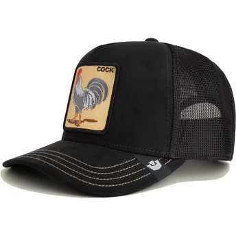 Czarna czapka trucker z kogutem Cock Golden Suede The Farm od Goorin Bros.